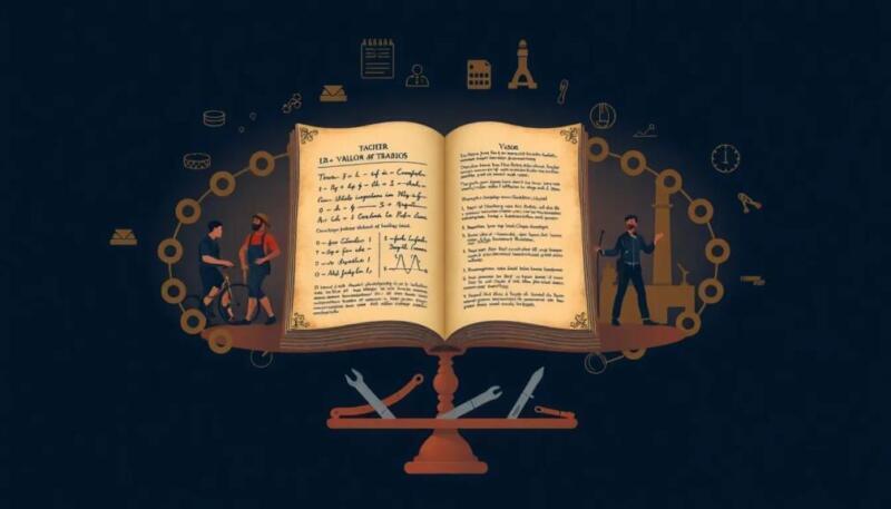 Ilustración de la teoría del valor-trabajo en economía y su impacto en finanzas modernas.